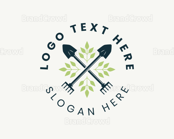 Shovel Rake Landscape Tools Logo