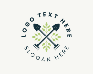 Shovel Rake Landscape Tools logo design