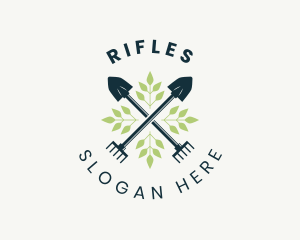 Lawn Care - Shovel Rake Landscape Tools logo design