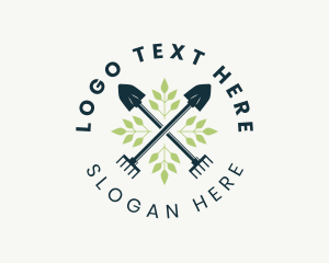 Arborist - Shovel Rake Landscape Tools logo design