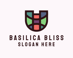 Basilica - Letter U Stained Glass logo design