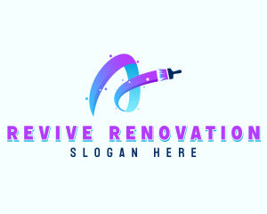 Renovation - Paintbrush Brushstroke  Renovation logo design