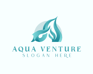 Wave Water Fluid Letter A logo design