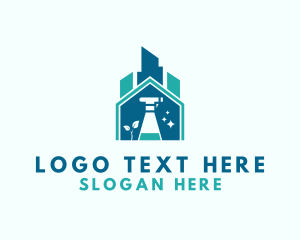 Sanitary - Home Building Cleaning logo design