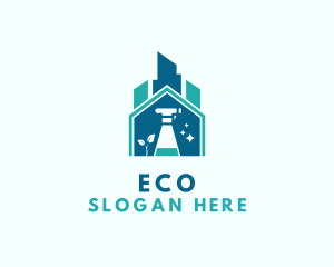 Sanitary - Home Building Cleaning logo design