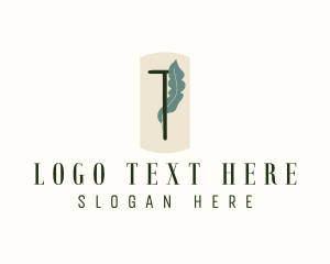 Letter T - Leaf Letter T Candle logo design