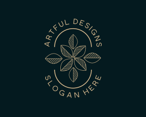 Geometric Leaf Flower logo design