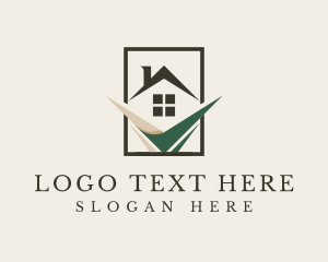 House - House Grass Checkmark logo design