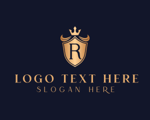 Heraldry - Crown Shield Letter R logo design