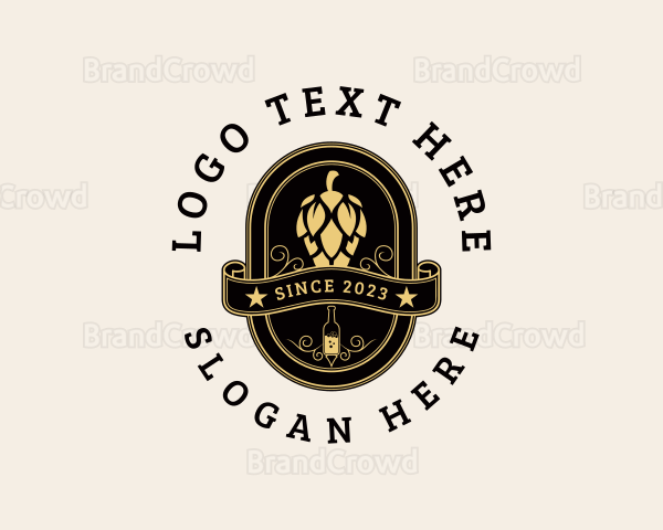 Beer Hops Bottle Brewery Logo