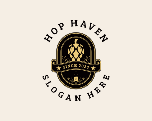 Beer Hops Bottle Brewery logo design