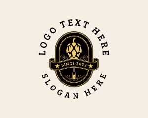 Beer Hops Bottle Brewery Logo