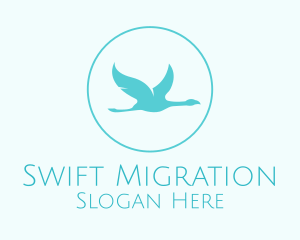 Migration - Blue Bird Flying logo design