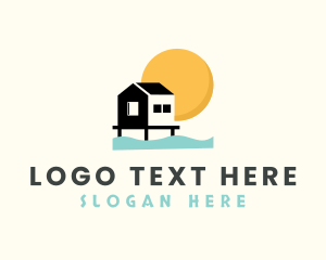 Vacation - Tropical Vacation House logo design