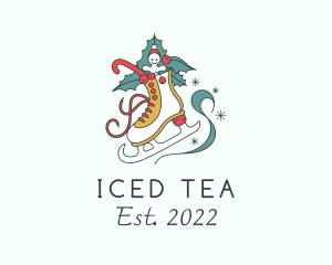 Christmas Figure Skate  logo design