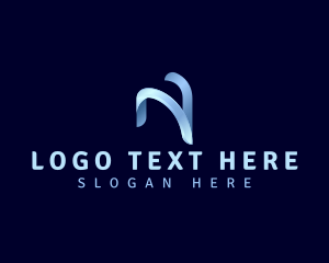 Metallic Glossy Letter N Logo