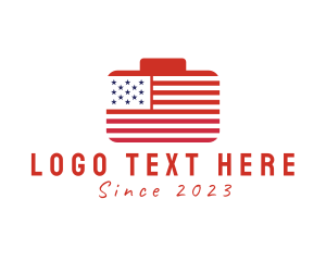 Camera - American Flag Suitcase logo design
