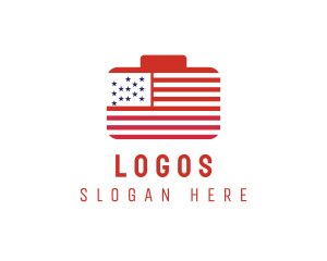Navy - American Flag Suitcase logo design