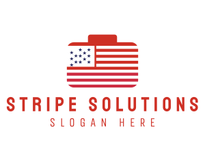 American Flag Suitcase  logo design