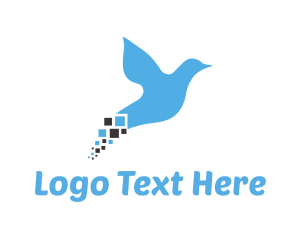 Kingfisher - Blue Pixel Bird logo design