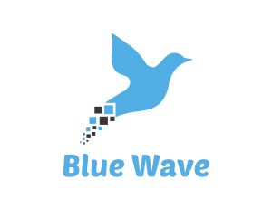 Blue Pixel Bird logo design