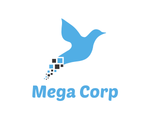 Blue Pixel Bird logo design