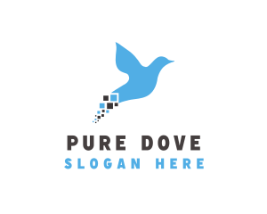 Blue Pixel Bird logo design