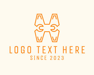 Repairman - Monoline Letter H Wrench logo design