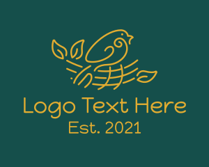 Goldcrest - Gold Bird Nest logo design