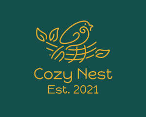 Nesting - Gold Bird Nest logo design