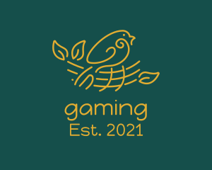 Passerine - Gold Bird Nest logo design