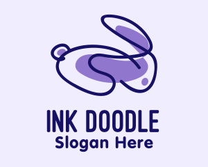 Violet Scribble Rabbit logo design