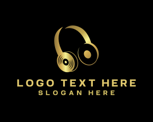 Speakers - DJ Vinyl Headset Music logo design