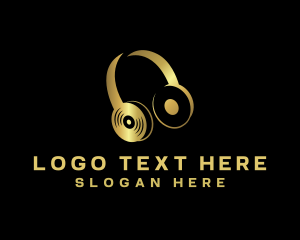 Music - DJ Vinyl Headset Music logo design