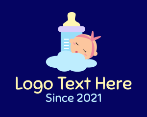 Childcare - Sleeping Baby Bottle logo design