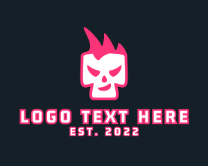 Punk - Fire Mohawk Skull logo design