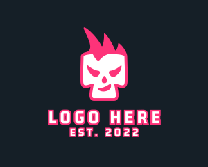 Gang - Fire Mohawk Skull logo design
