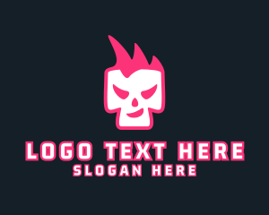 Fire Mohawk Skull Logo