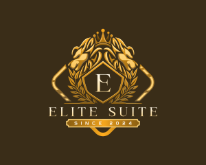 Suite - Lion Shield Crown logo design