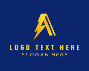 Lightning - Electric Bolt Letter A logo design