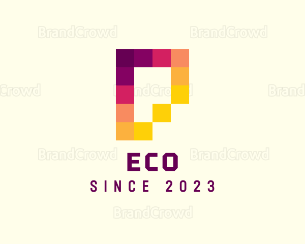Multicolor Pixels Letter P Logo