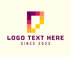 Photo Editor - Multicolor Pixels Letter P logo design