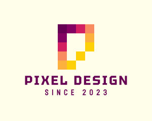 Multicolor Pixels Letter P logo design