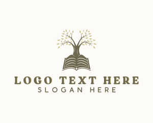Library - Tree Book Learning logo design