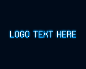 Disc Jockey - Blue Neon Light Wordmark logo design