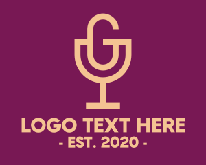 Liqueur - Wine Glass Letter G Podcast logo design