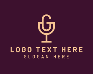 Microphone - Wine Glass Letter G Podcast logo design