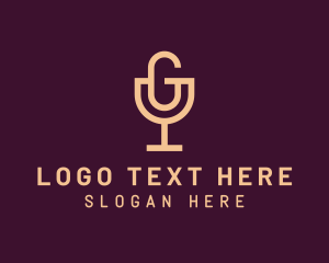 Mic - Wine Glass Letter G Podcast logo design