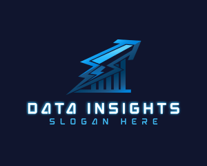 Stats - Lightning Arrow Statistic logo design