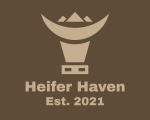 Heifer - Mountain Cow Head logo design
